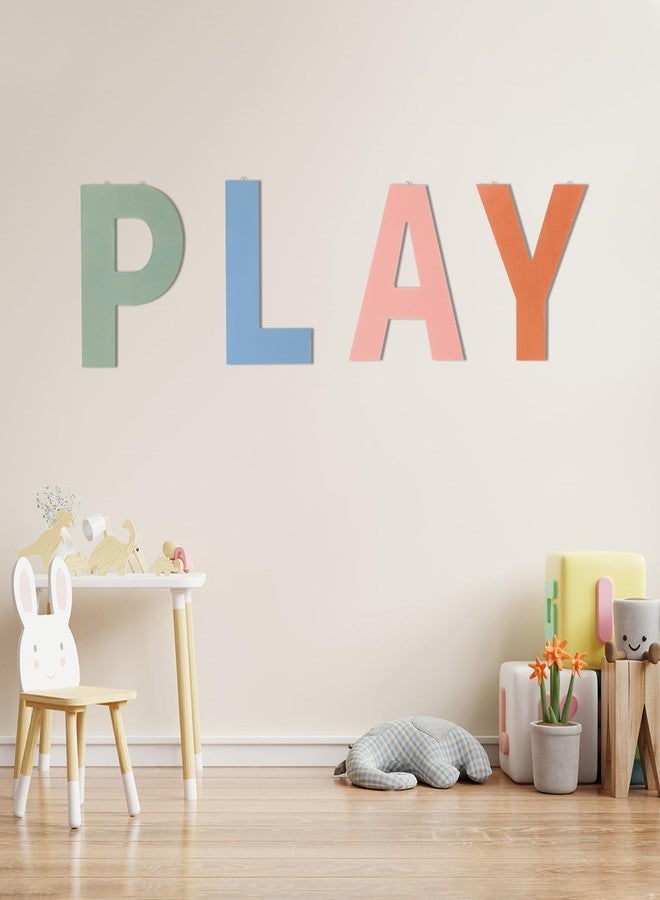 BrightRow 12 In Boho Play Sign Wooden Letters Playroom Sign Bohemian Colors Playroom Wall Hanging Decor for Nursery Room Home Classroom Wall Decor - Image 1